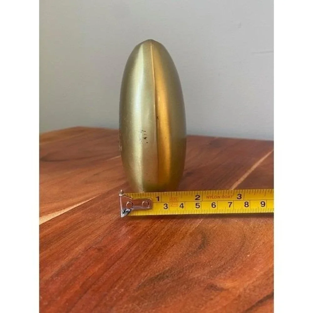 Brass Oval Metal Bud Vase Mid Century Modern Round Pebble Vase Minimalist 4in